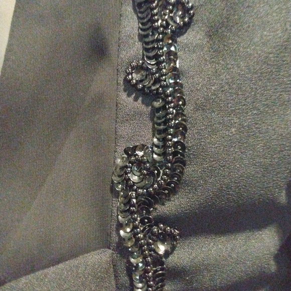 Beautiful sequin blouse, sheer back with low back w/bowtie and sheer sleeves - Picture 4 of 10